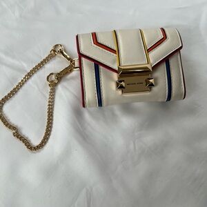 Michael Kors White and Gold Women's Whitney Rainbow Quilted Leather Wallet